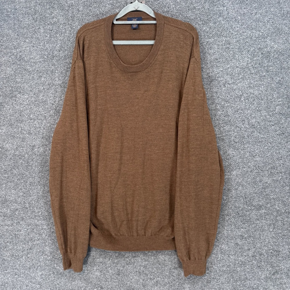 Brooks Brothers Sweater Men XL Brown Merino Wool Blend Crewneck Pullover Classic